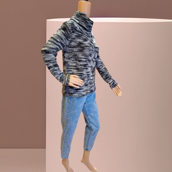 Jacqueline de Yong Women's Black/Gray Marled Turtleneck Knit Sweater - Picture 7 of 16